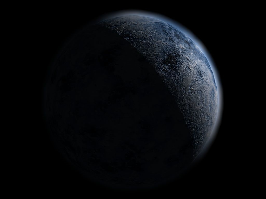 Blue alien planet Low-poly 3D model_2