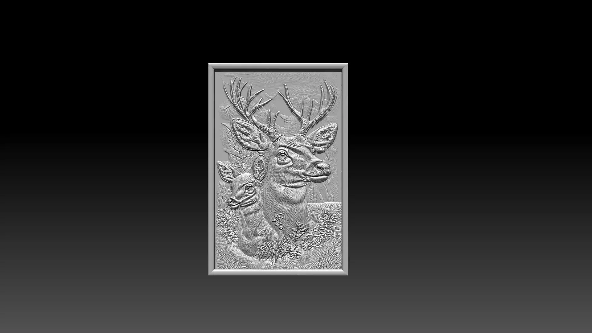 Deer with Baby STL 3D Print and CNC Carving Decorative Model 3D print model