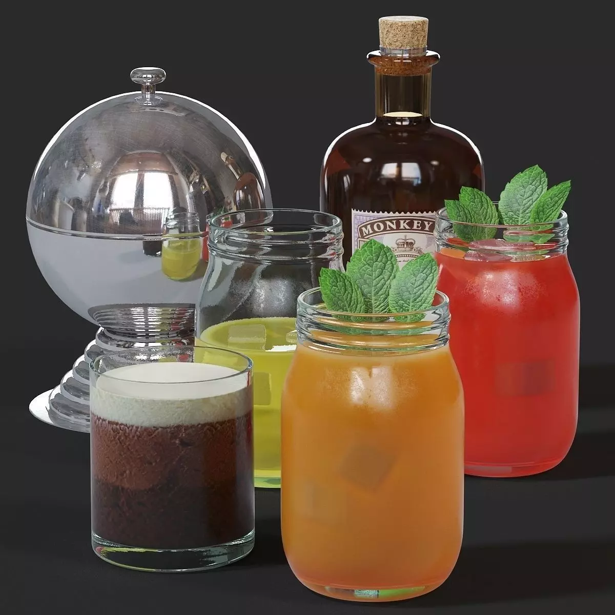 Cocktails set cocktail jars - cocktail jars 3D model_0