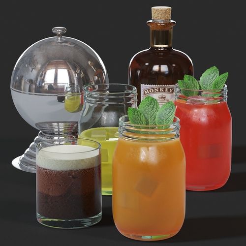 Cocktails set cocktail jars - cocktail jars 3D model