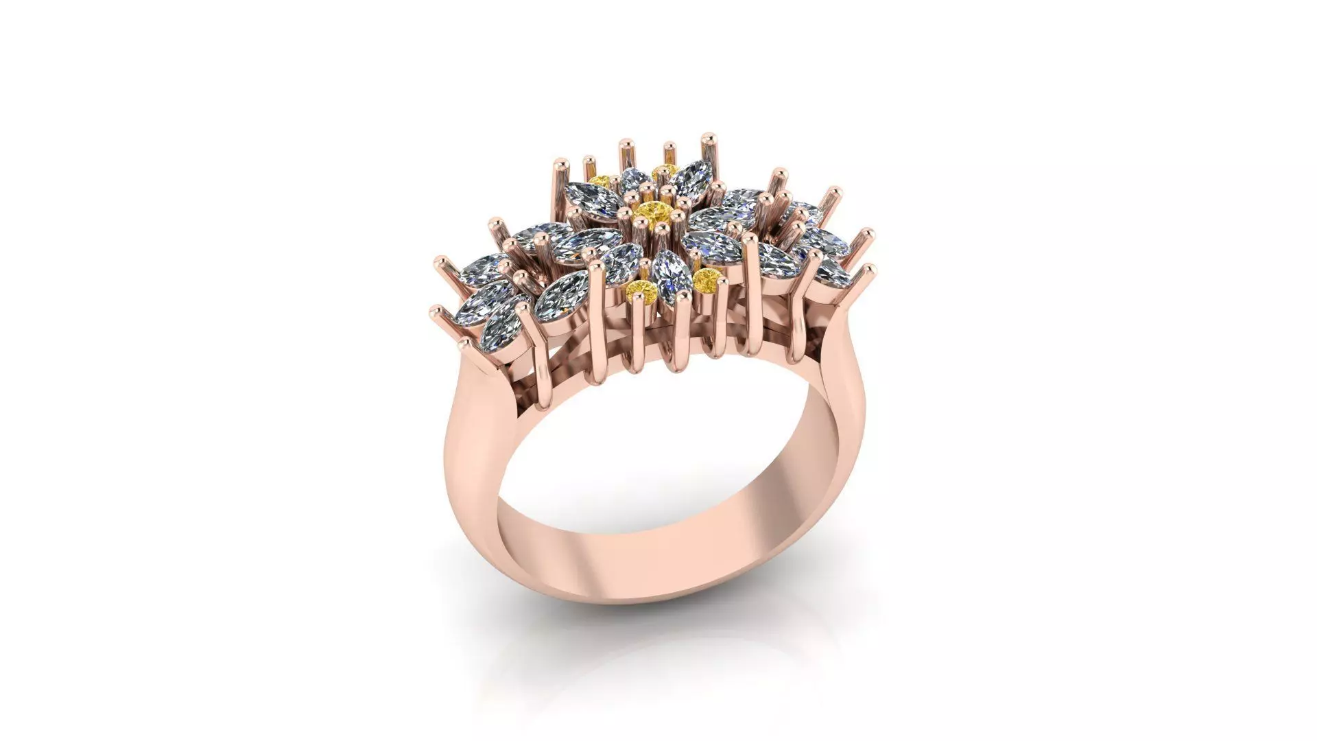 round and marquise jewelry ring 3D print model
