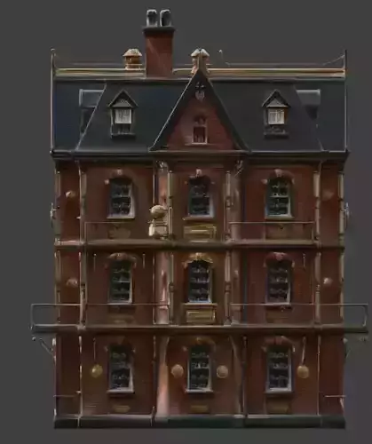 Steampunk Victorian Residential Building 3D Model Low-poly 3D model 5