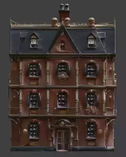 Steampunk Victorian Residential Building 3D Model Low-poly 3D model 4