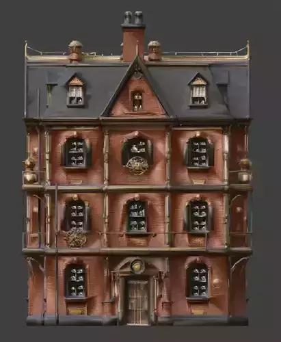 Steampunk Victorian Residential Building 3D Model Low-poly 3D model 2