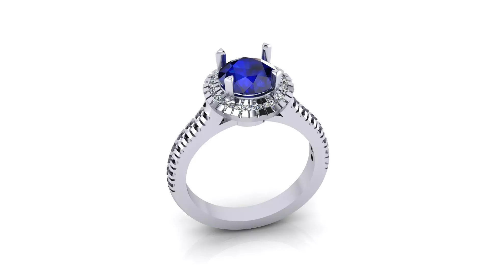 round halo micro setting engagement jewelry ring 3D print model