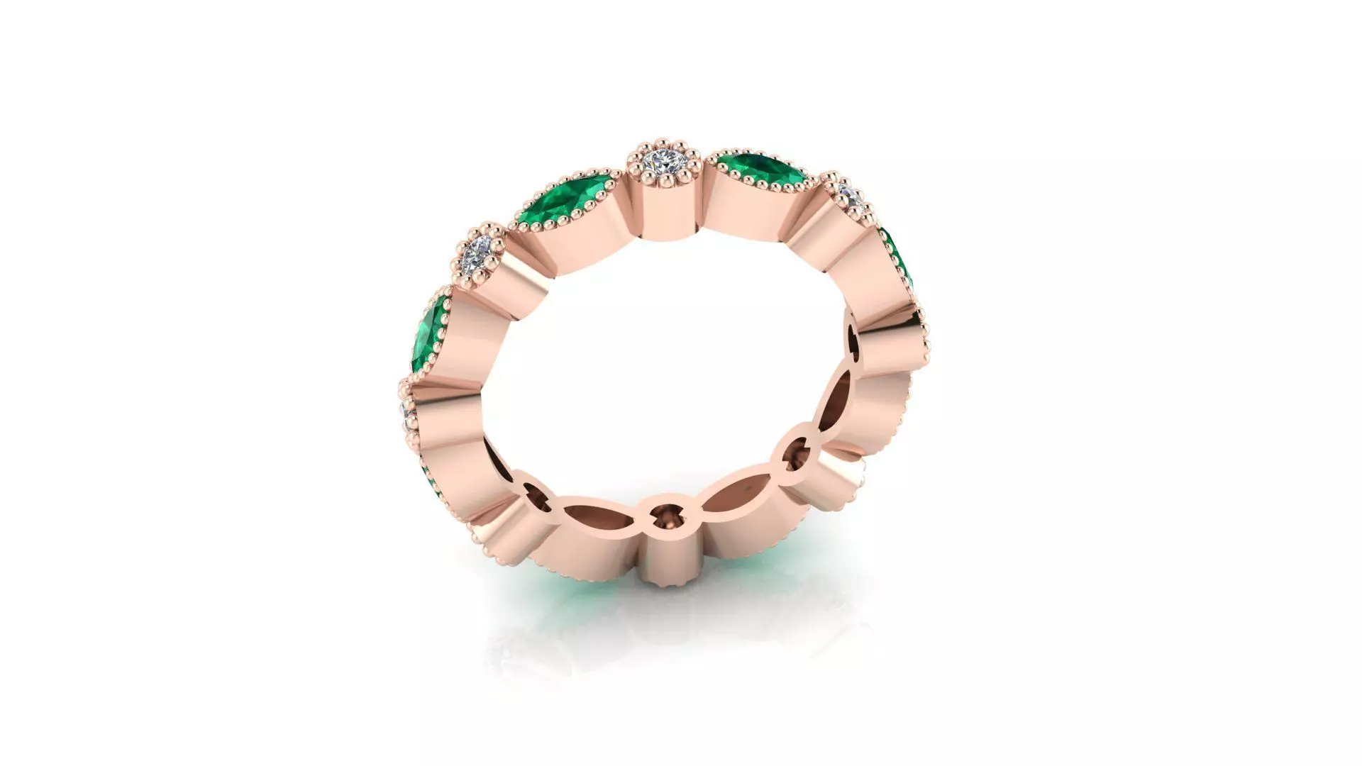 marquise and round eternity jewelry ring 3D print model