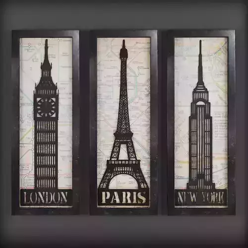 Picture Frames Low-poly 3D model