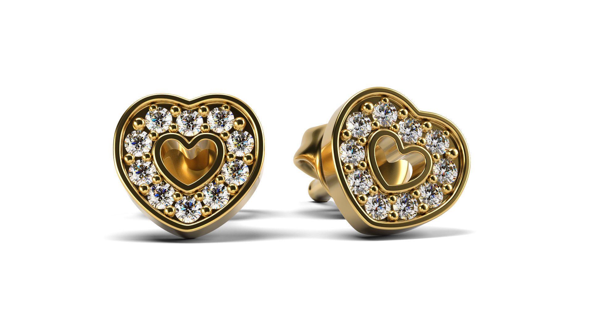 Hearts Stud Earrings 3D print model_1