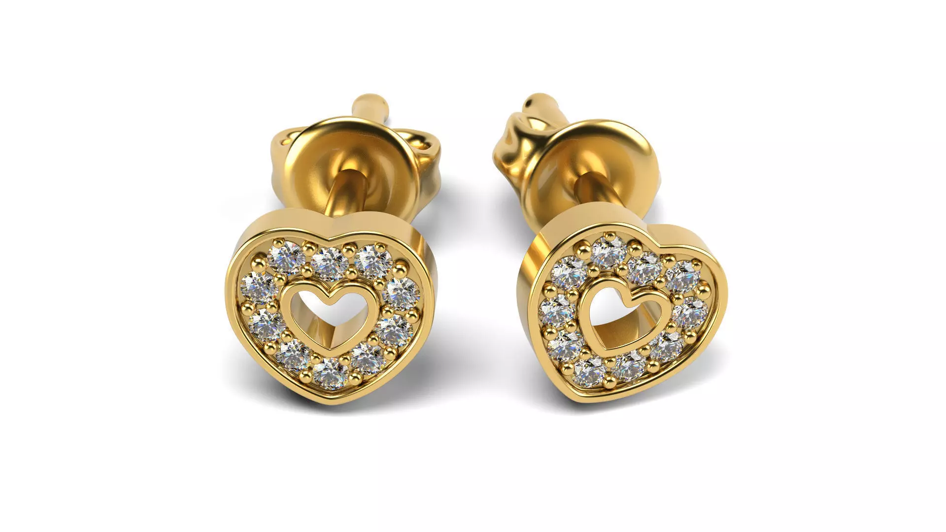 Hearts Stud Earrings 3D print model_0