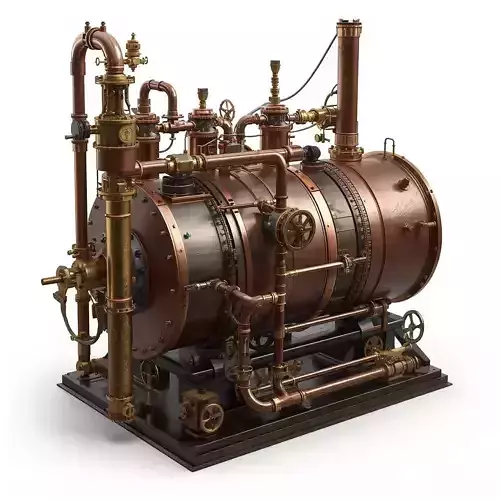 Steampunk Industrial Steam Generator 3D Model