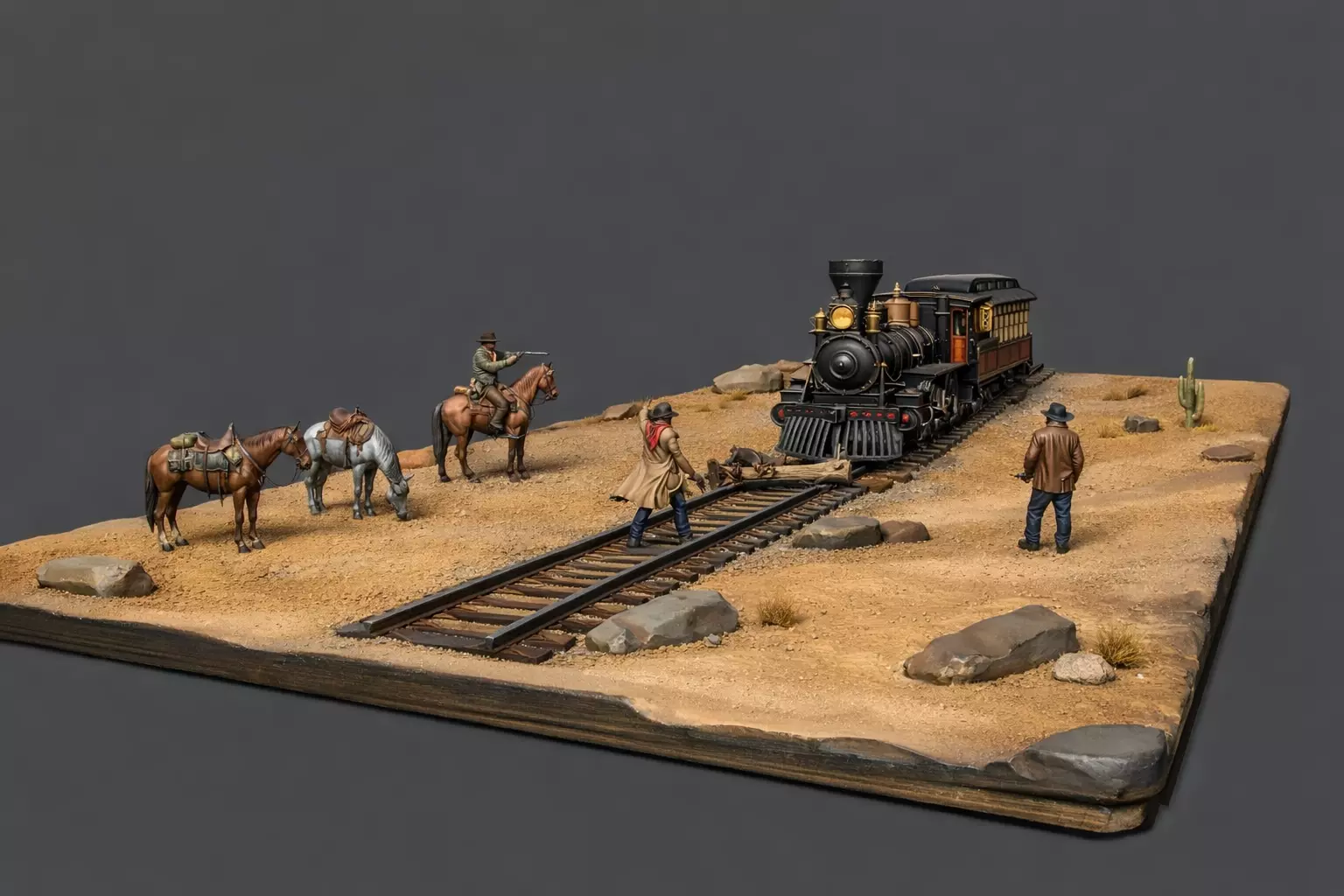 Wild West Train Robbery Diorama STL for 3D Printing 3D print model