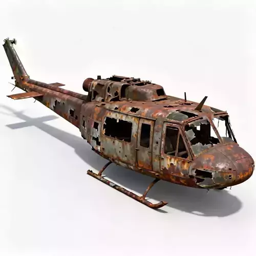 Decayed Rusted Huey Wreckage 3D Model