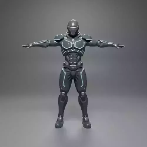 Cyber Ninja Character STL Futuristic Sci Fi Warrior Model Low-poly 3D model