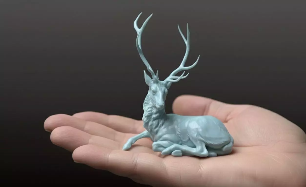 Realistic Resting Stag Sculpture - High Detail 3D Model 3D print model