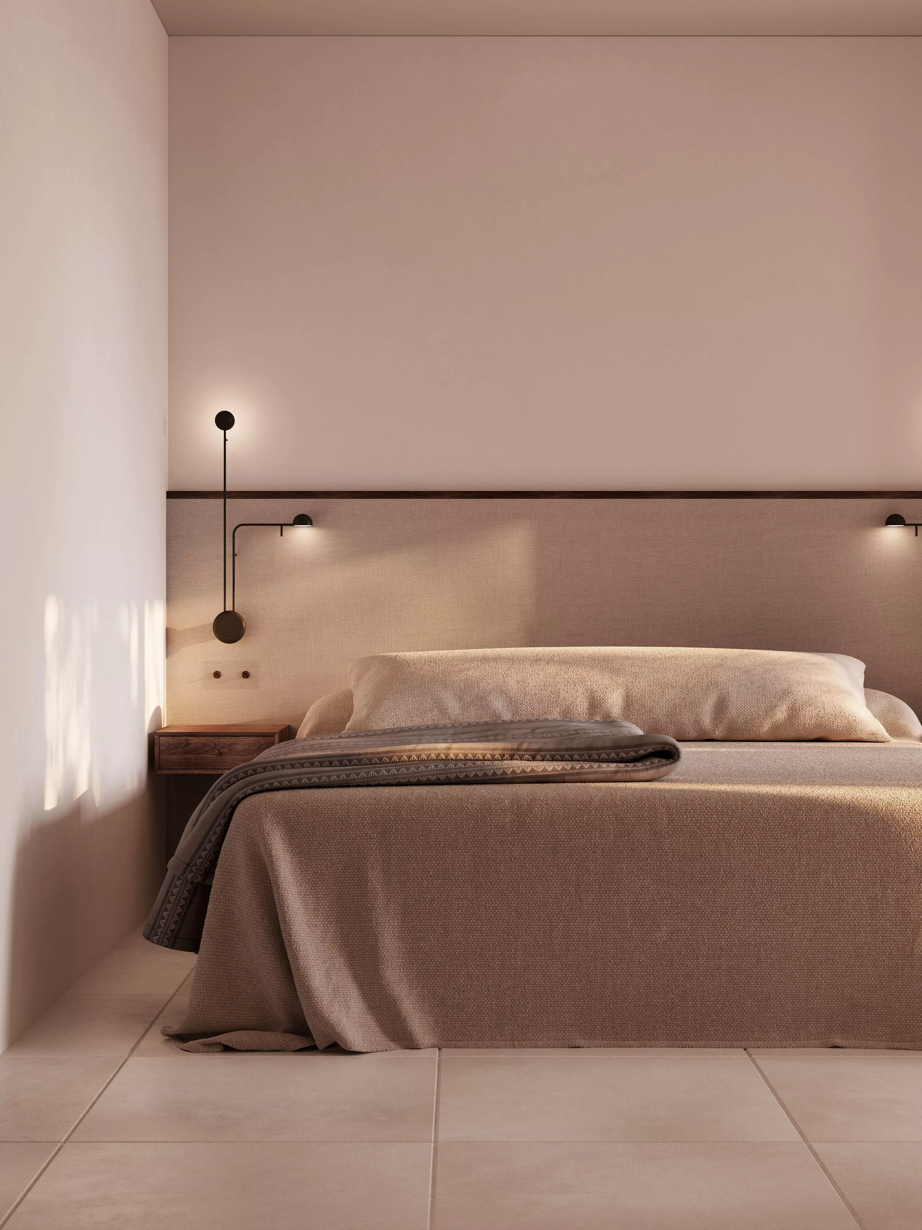 Archviz Modern Minimal Bedroom Interior Full Scene 3D Model 3D model