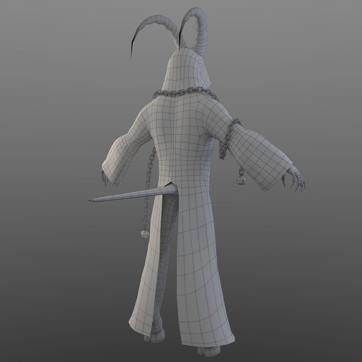 Krampus demon with horns holding book Low-poly 3D model_4