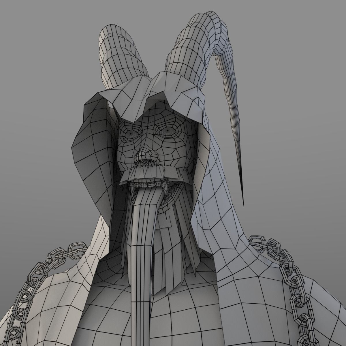 Krampus demon with horns holding book Low-poly 3D model_2