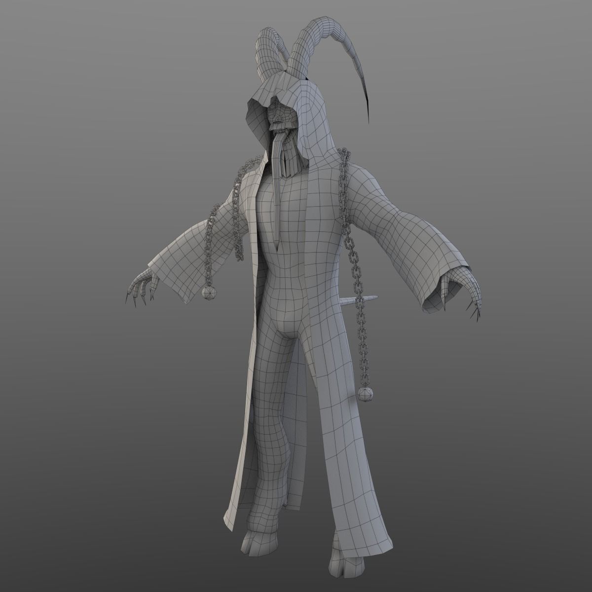 Krampus demon with horns holding book Low-poly 3D model_3