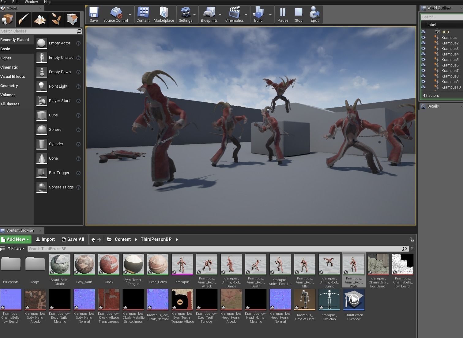 Krampus demon with horns holding book Low-poly 3D model_1