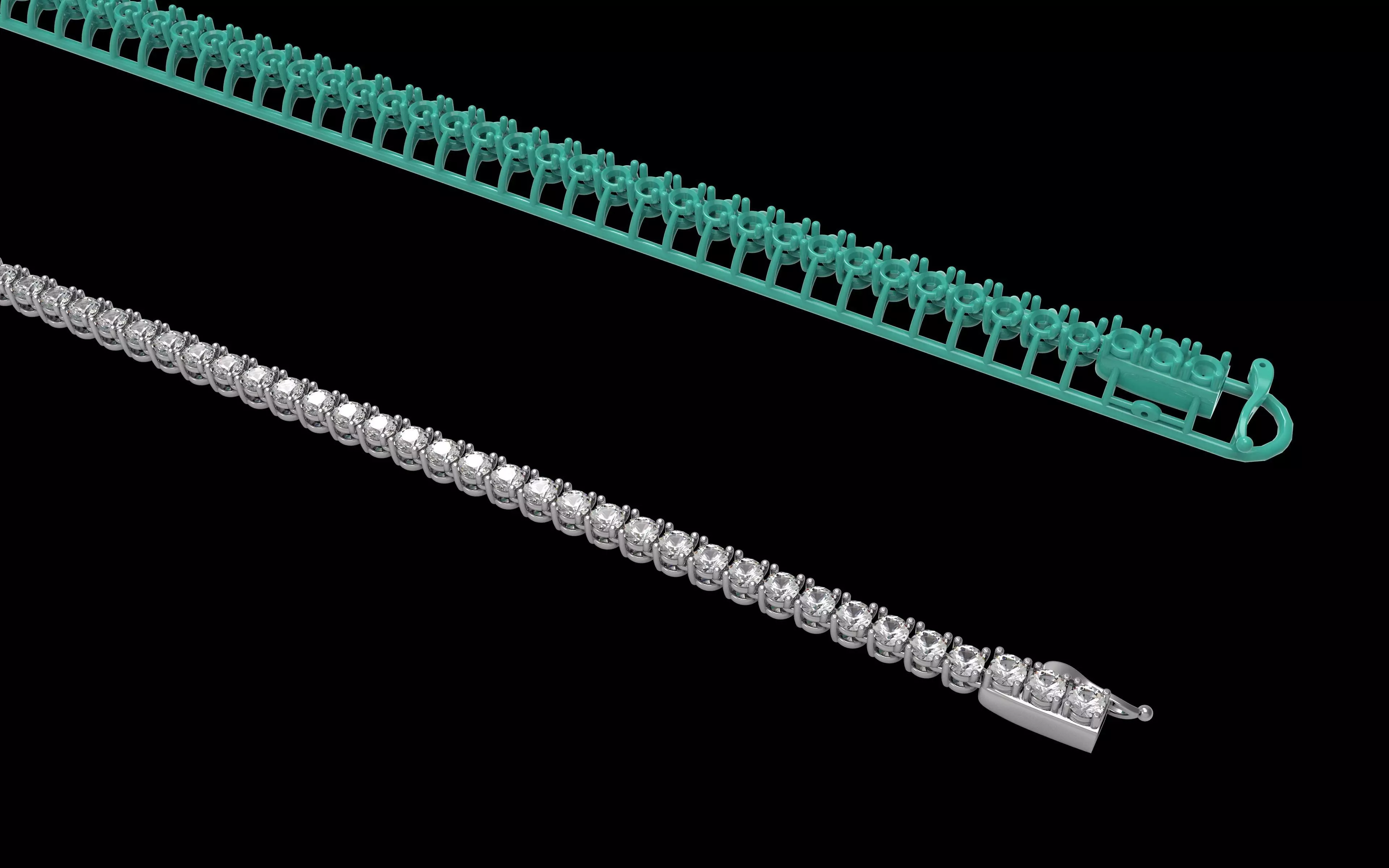 Tennis Flexible Round Diamond Bracelet 3 mm 3D print model