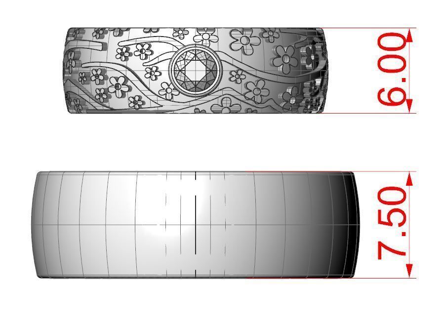 Wedding ring Sakura 3D print model_4