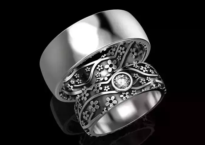 Wedding ring Sakura 3D print model