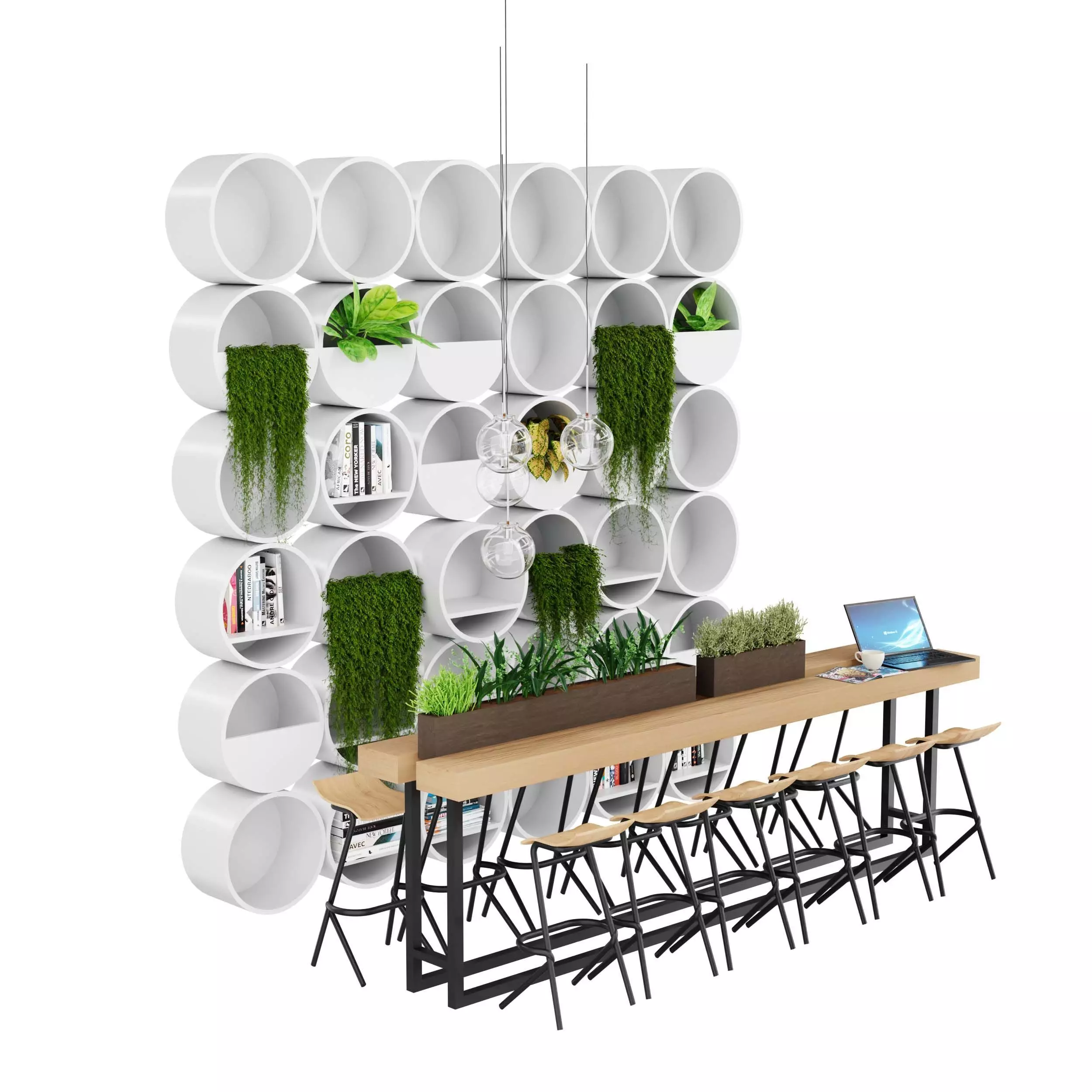 vertical garden bar counter setup 3D model