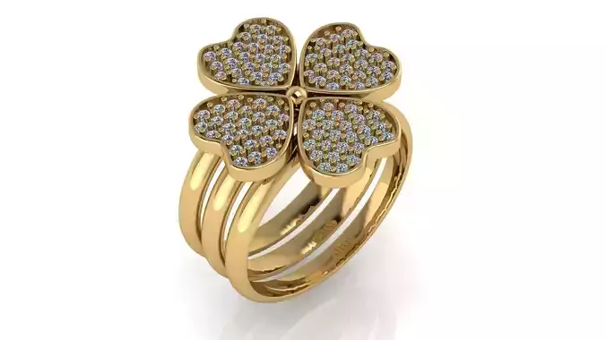 free Triple Band All Diamond Clover