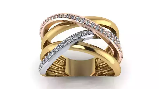 Tri Color Multi Row Crossover Ring 3D print model