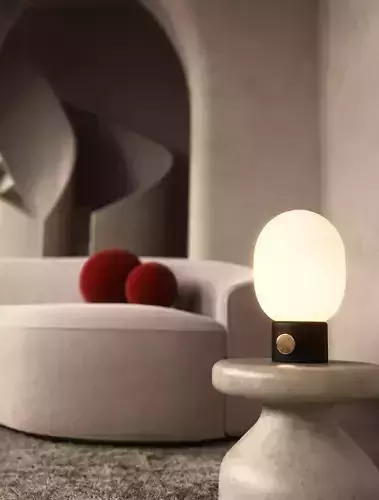 Luxury Sculptural Staircase Living Room Interior Scene 3D Model 3D model 6
