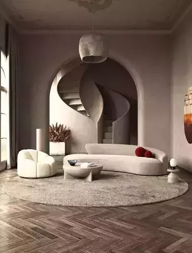 Living room interior scene 3D model
