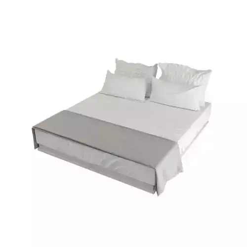 Bed Model 2 with sheets and pillowcases 3D model