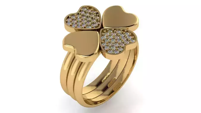 free Alternating Diamond Four Leaf Clover Ring