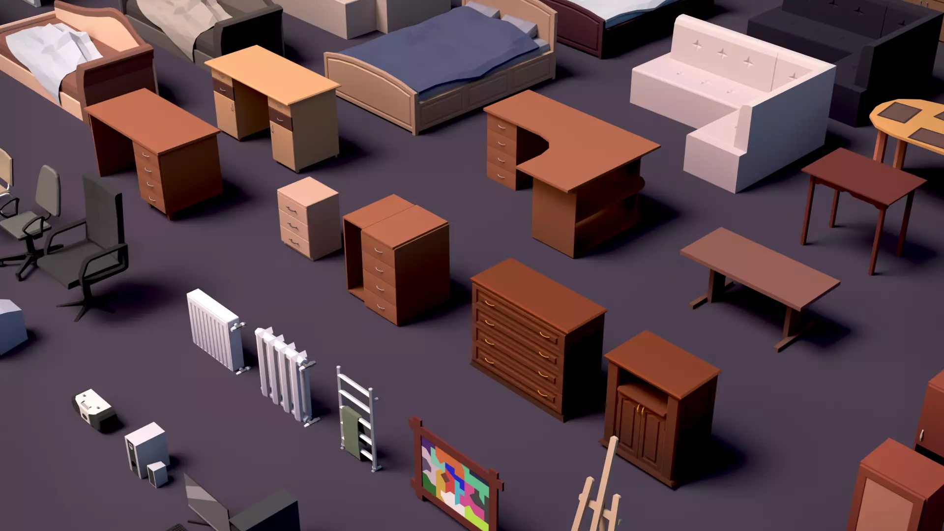 Furniture and Household Appliances - BoznaWhat Low-poly 3D model