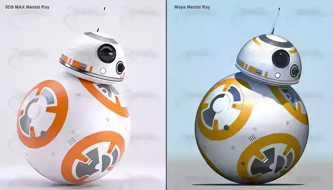 BB-8 Star Wars Droid Rigged Low-poly 3D model