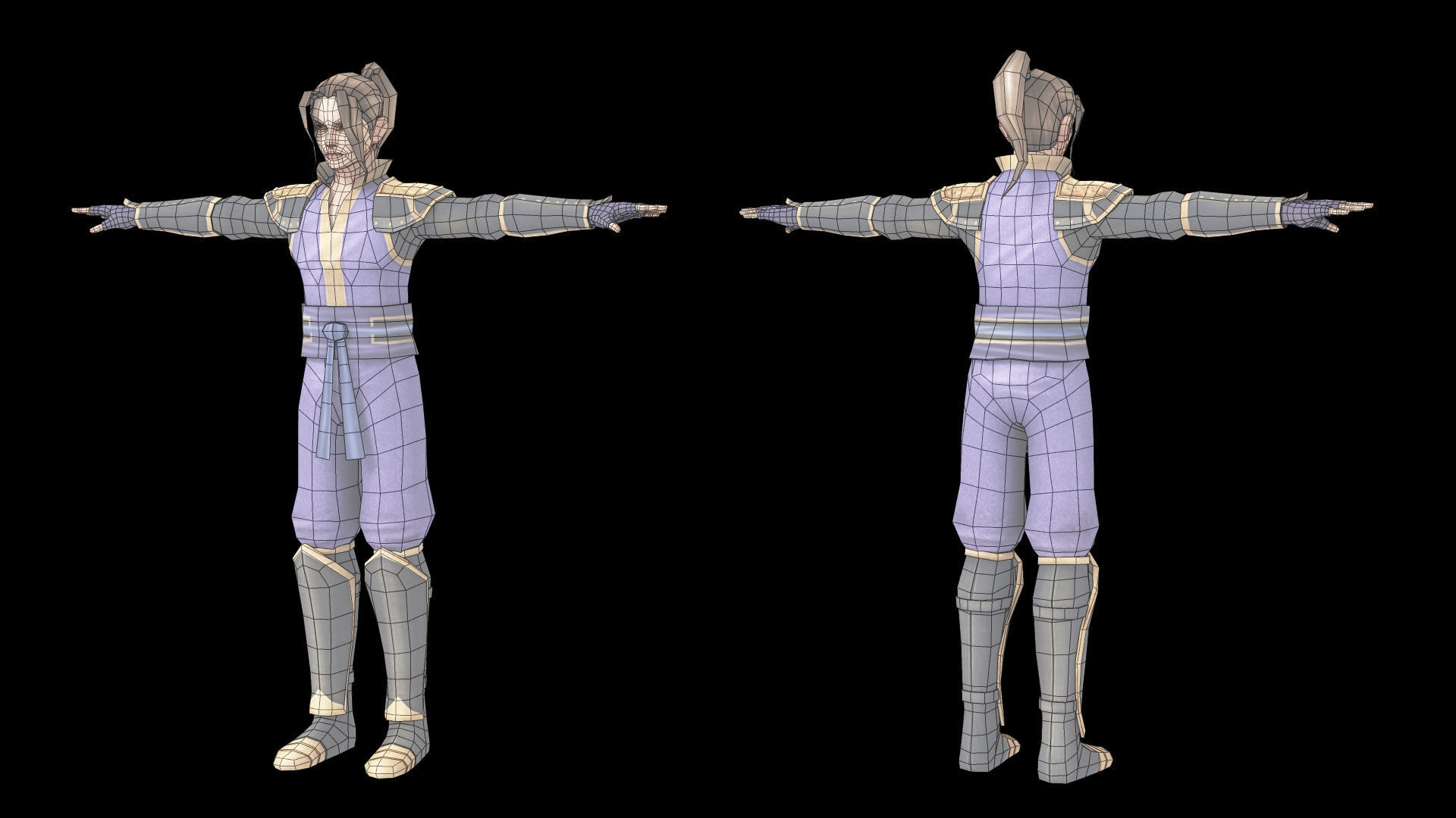 Warrior Low Poly Game Male Character  Low-poly 3D model_11
