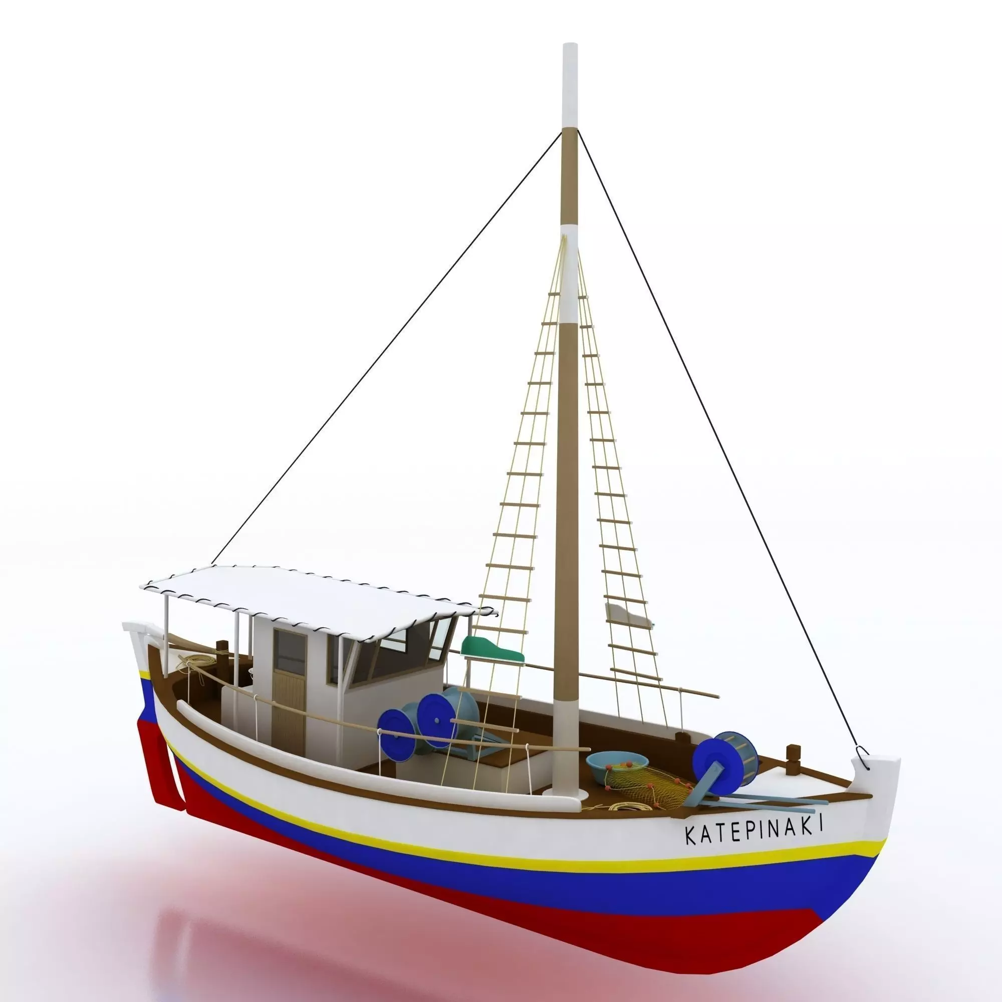 traditional fish boat Mediterranean sea 3D model