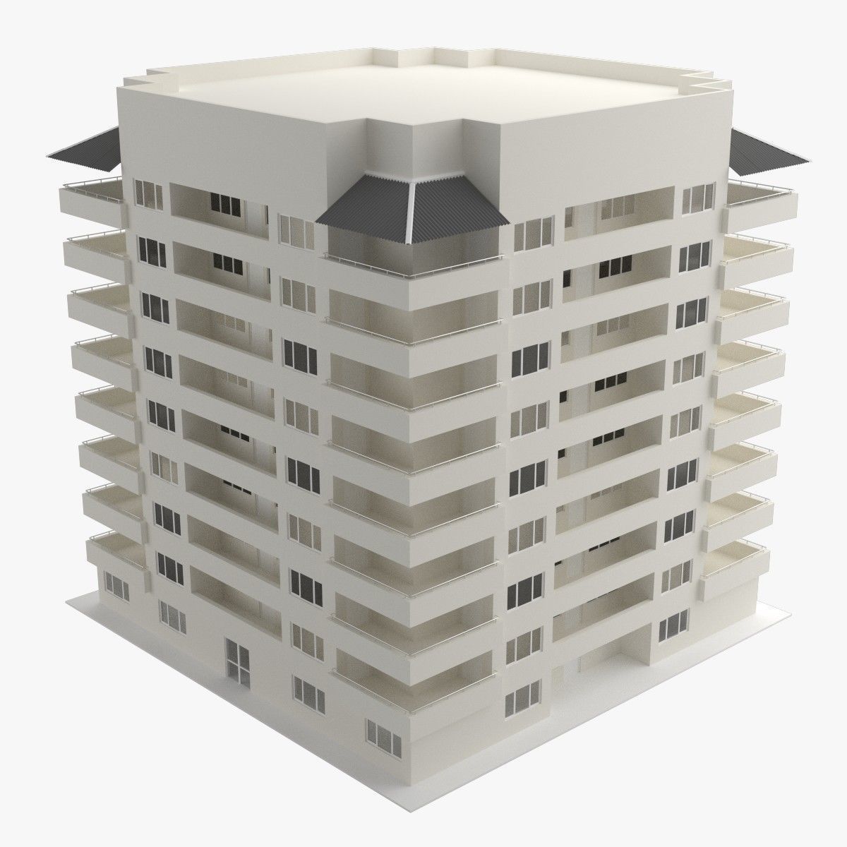 Apartment building 3D model_1