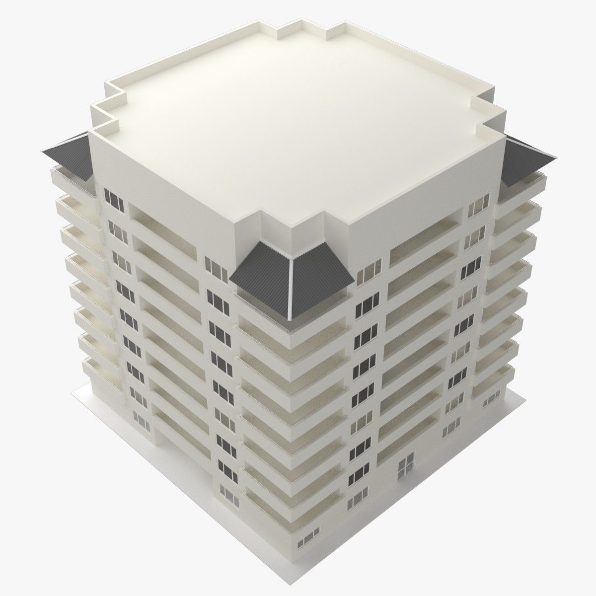 Apartment building 3D model_2