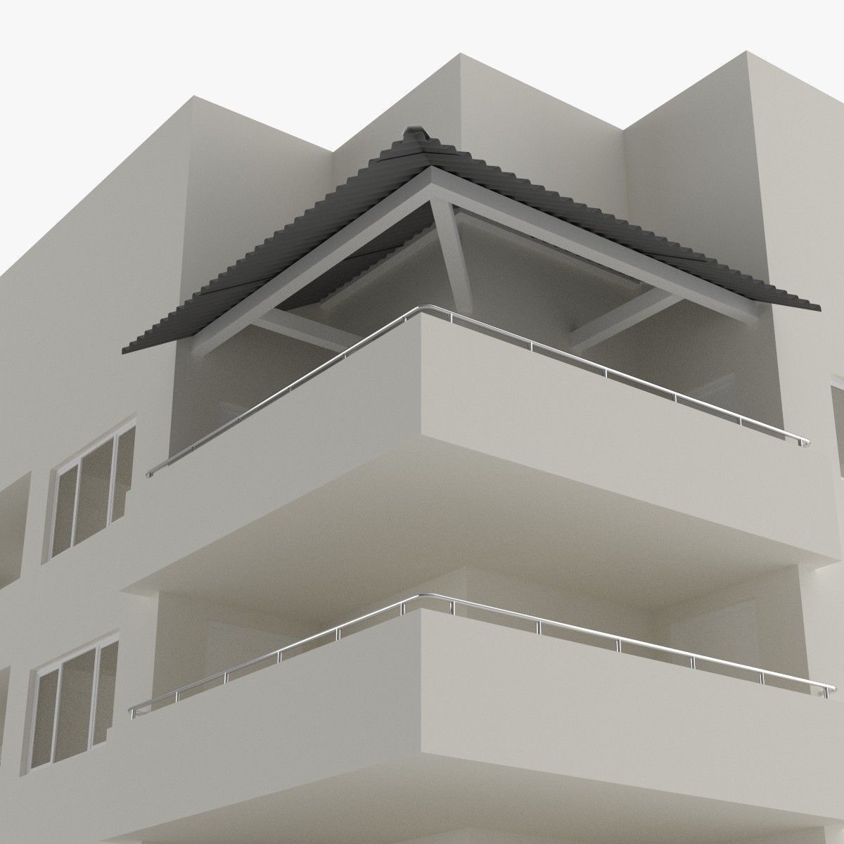 Apartment building 3D model_8