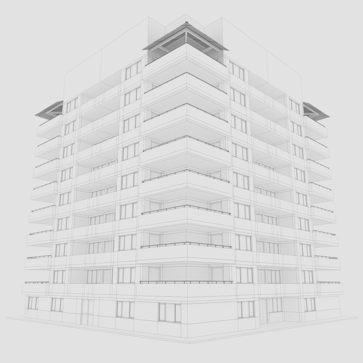 Apartment building 3D model_12