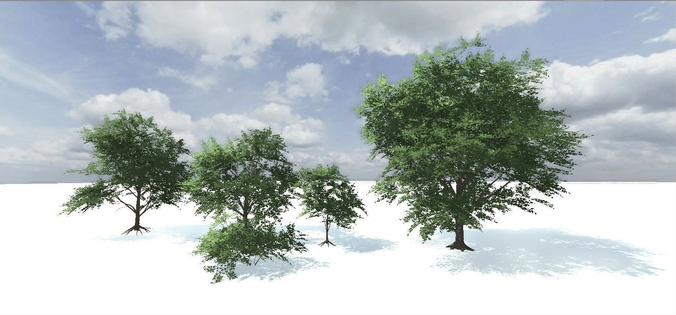 Realistic3DTreePack three trees in snow Free low-poly 3D model
