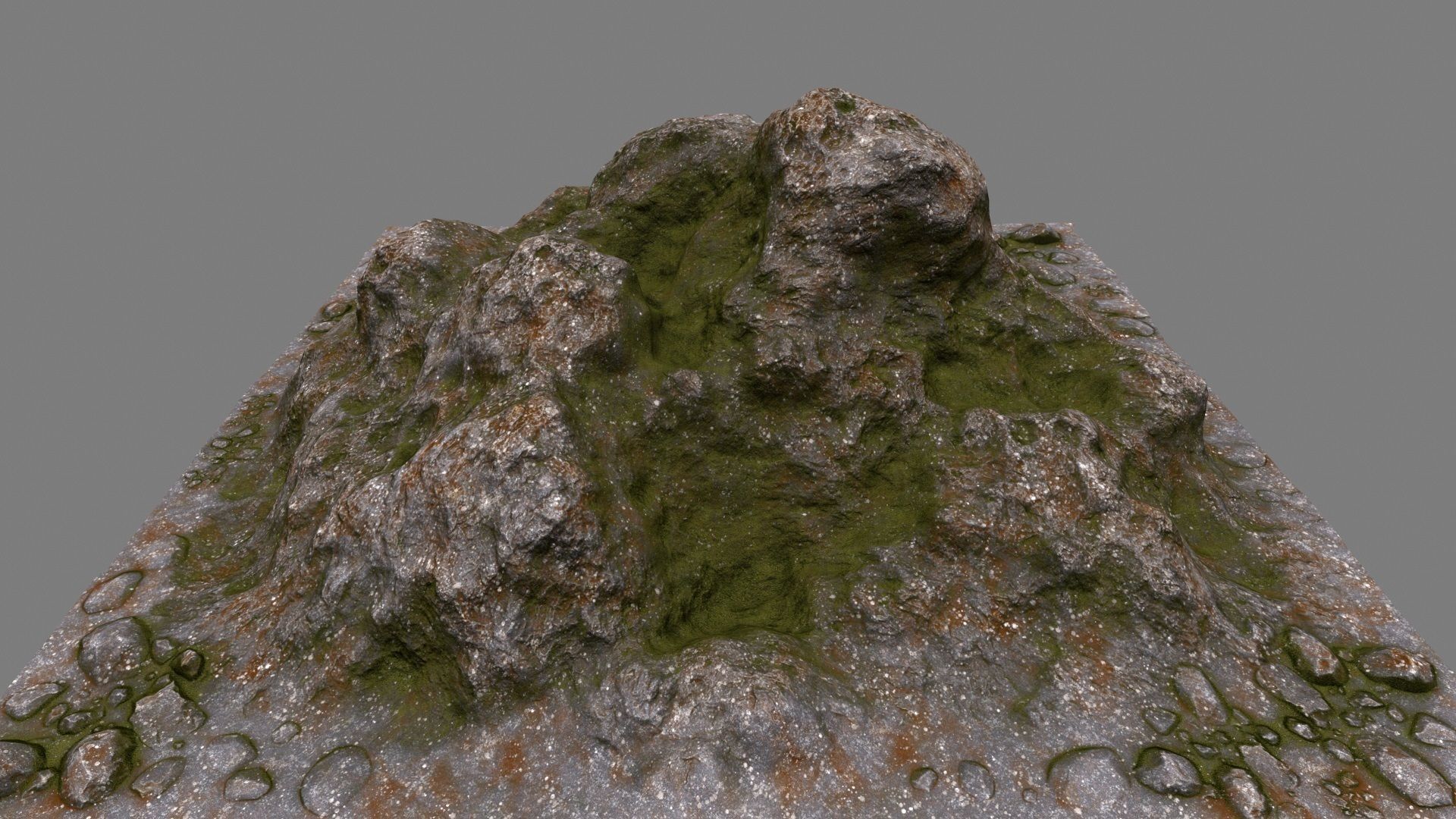 Rocks mountain with grass and moss Low-poly 3D model_15