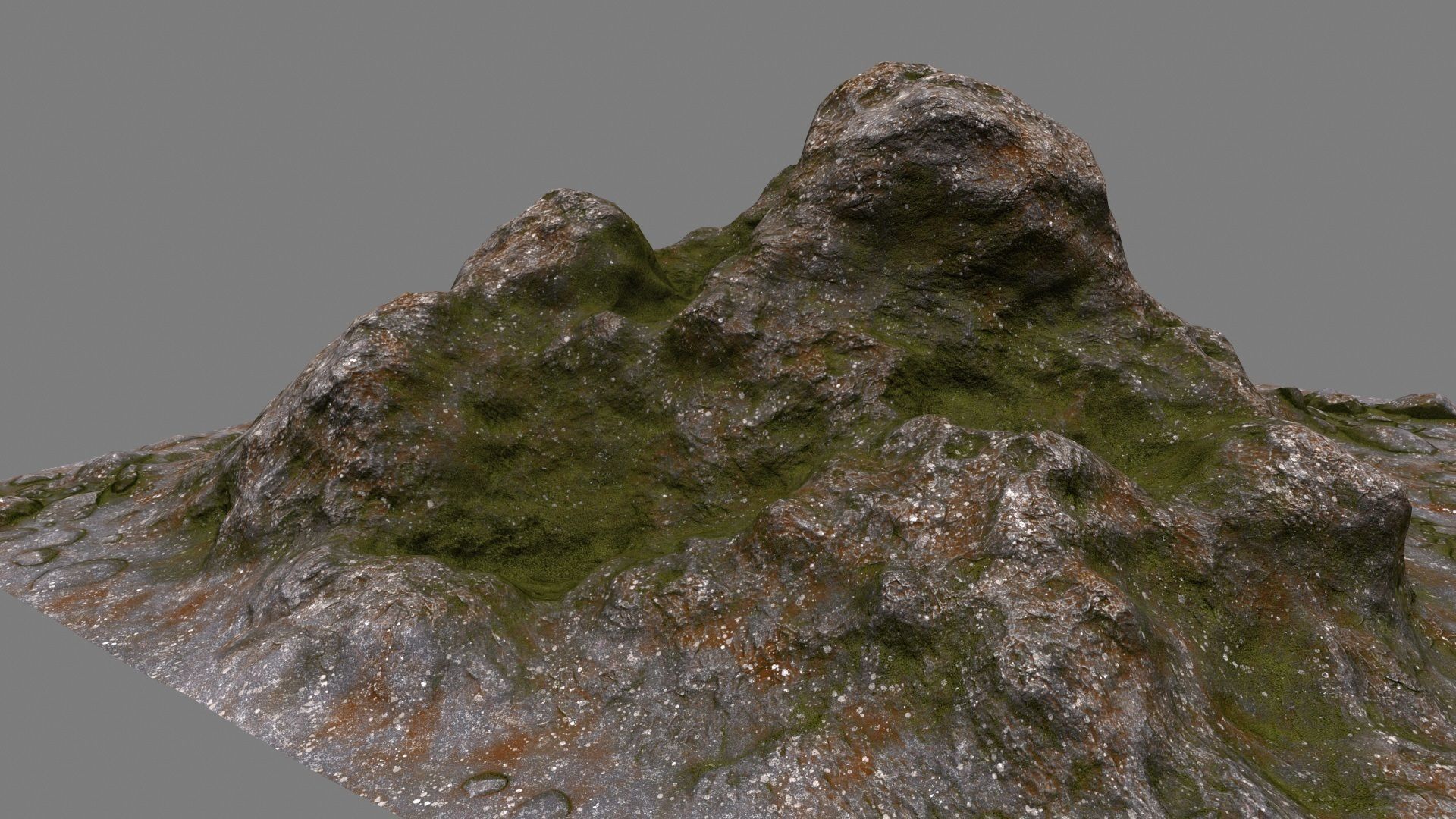 Rocks mountain with grass and moss Low-poly 3D model_5