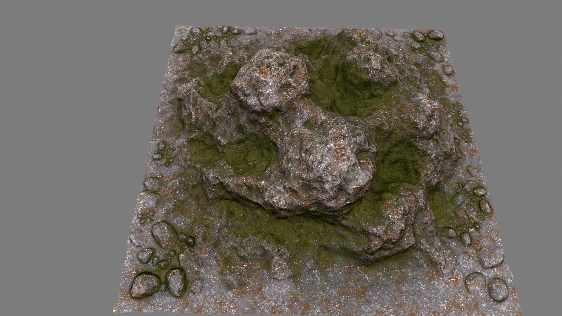 Rocks mountain with grass and moss Low-poly 3D model_9