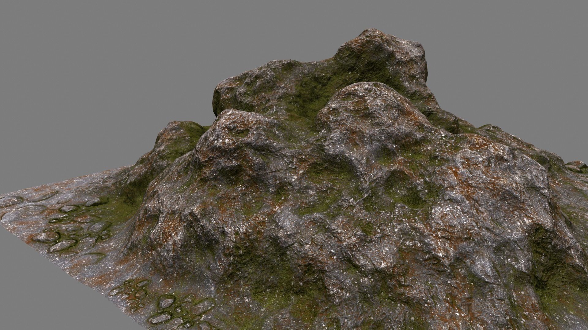Rocks mountain with grass and moss Low-poly 3D model_7