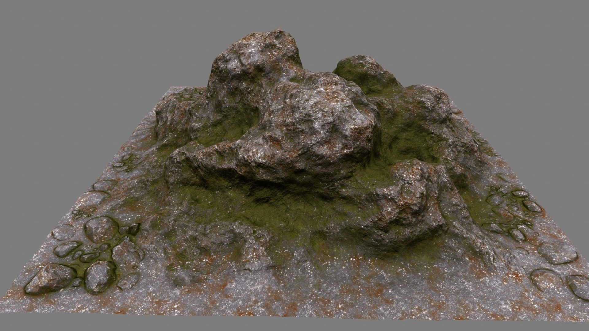Rocks mountain with grass and moss Low-poly 3D model_12