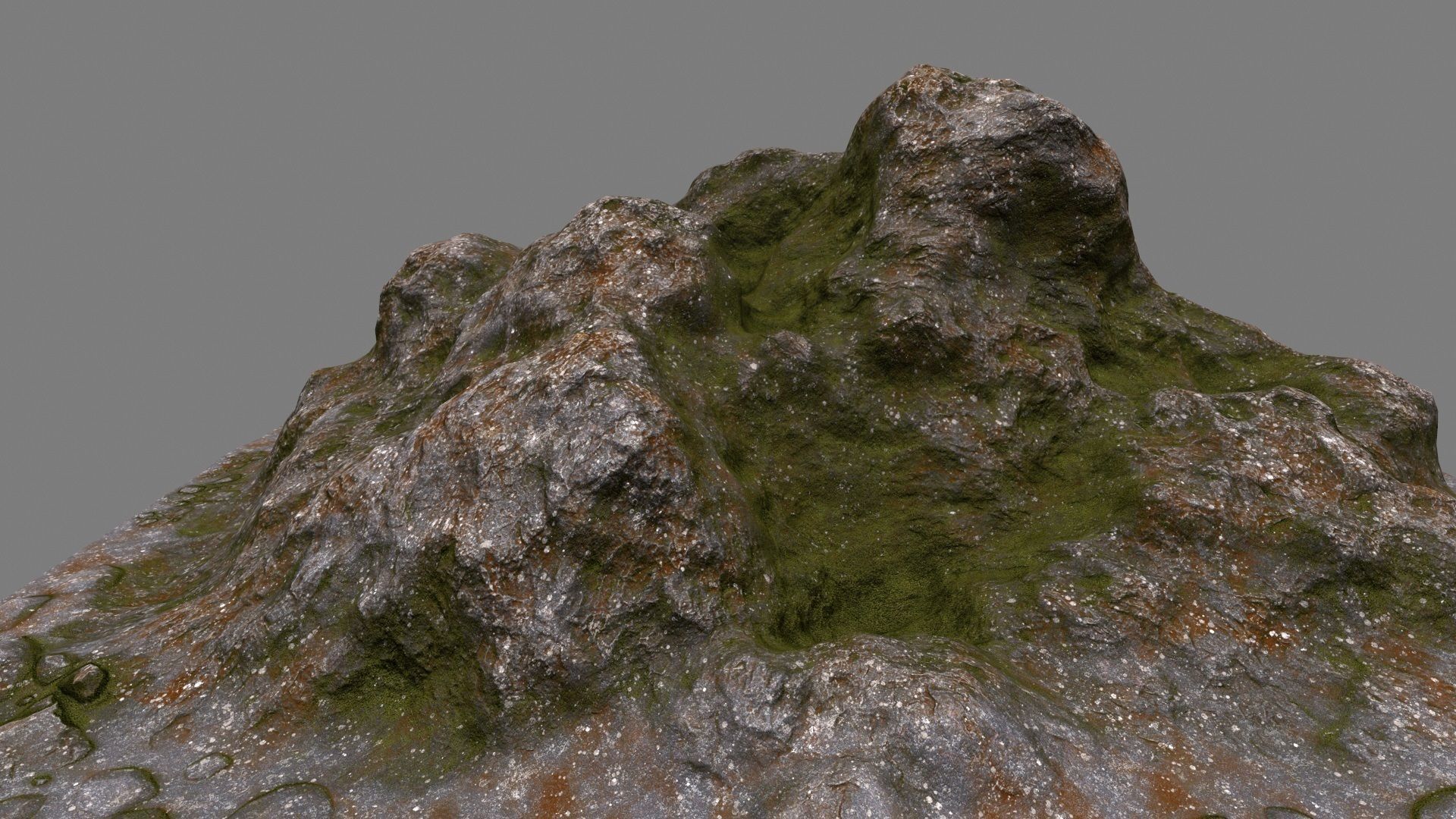 Rocks mountain with grass and moss Low-poly 3D model_3