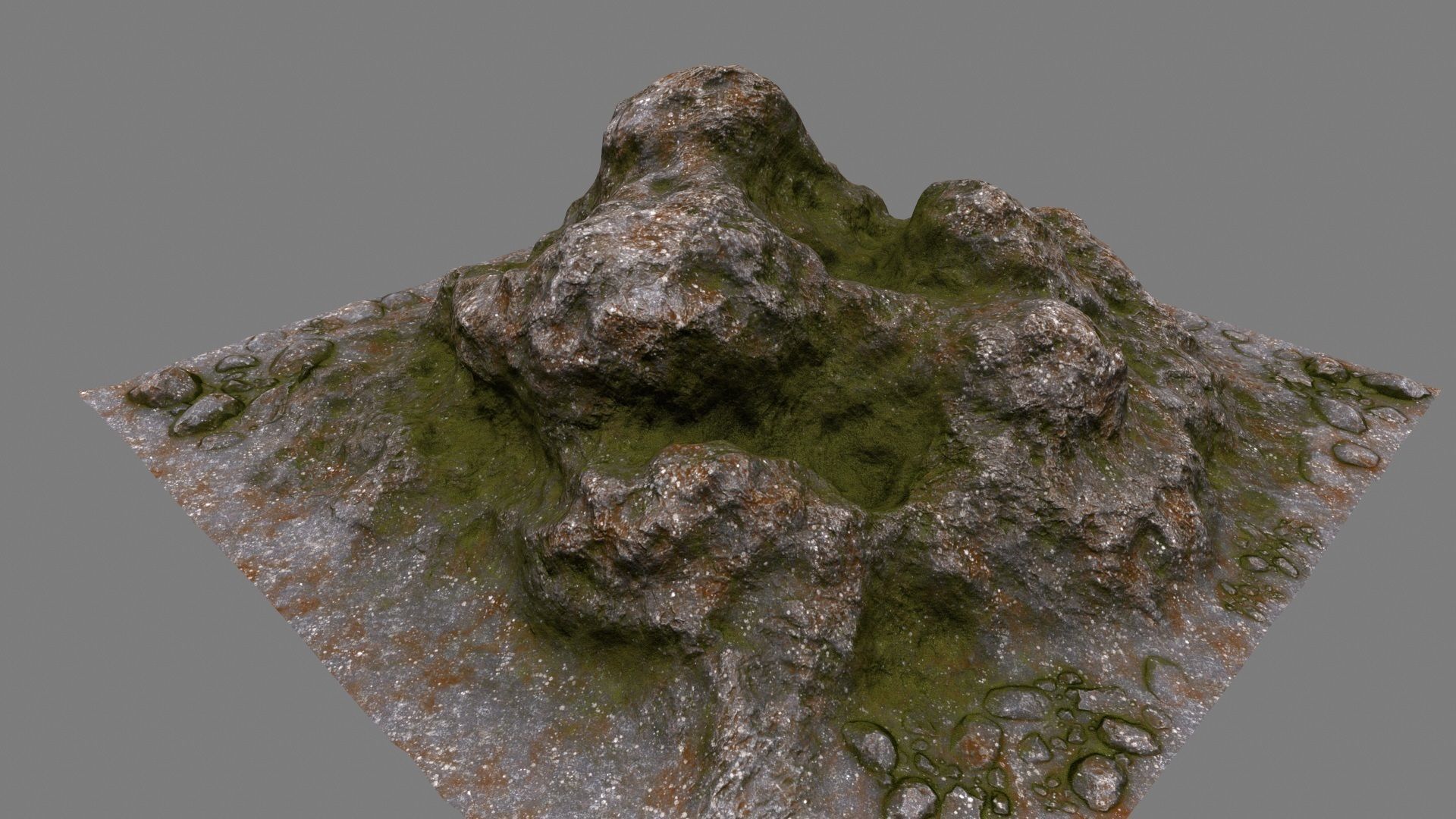 Rocks mountain with grass and moss Low-poly 3D model_17