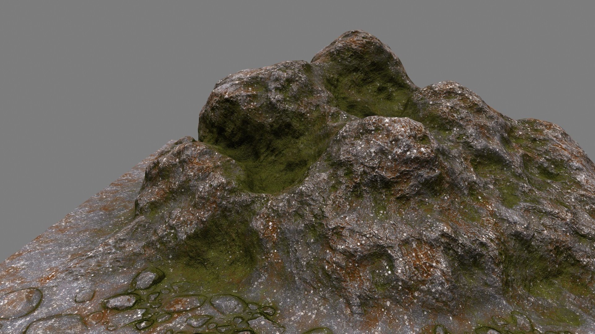 Rocks mountain with grass and moss Low-poly 3D model_8